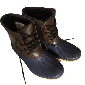 Thermolite Women's Leather (Coated/ Waterproof) Duck Boots Brown Blue size 6